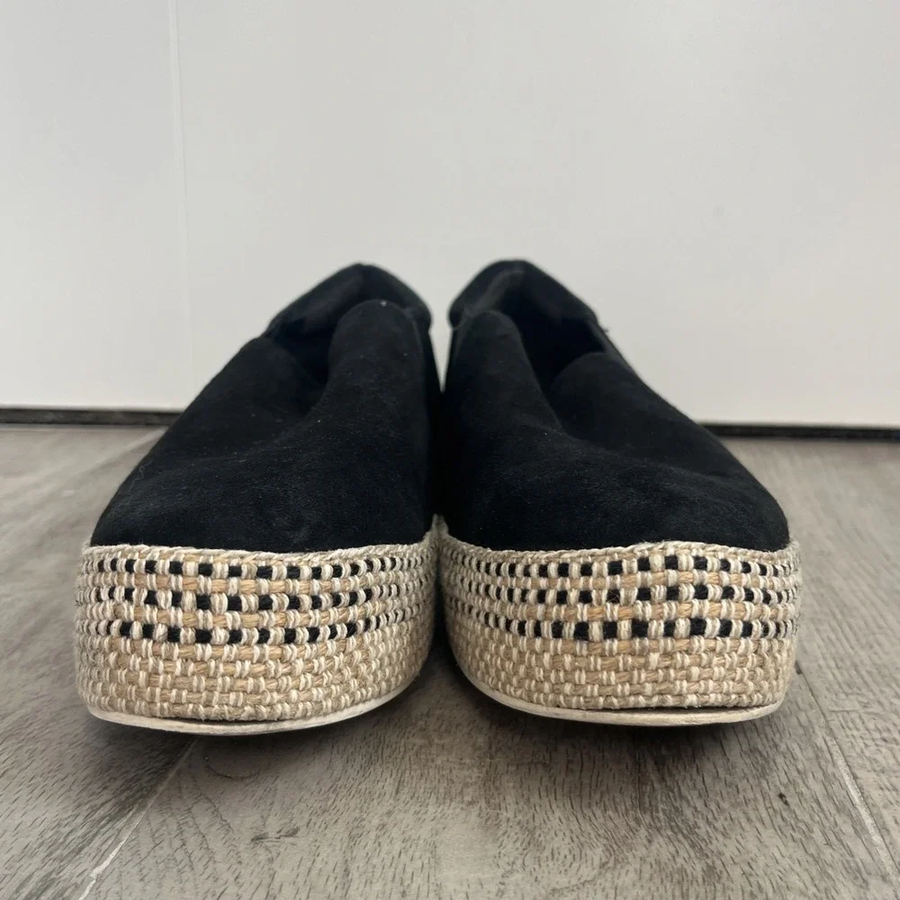 Vince Women's Suede Platform Espadrille Slip On Casual Shoes Black‎ Woven Size 9